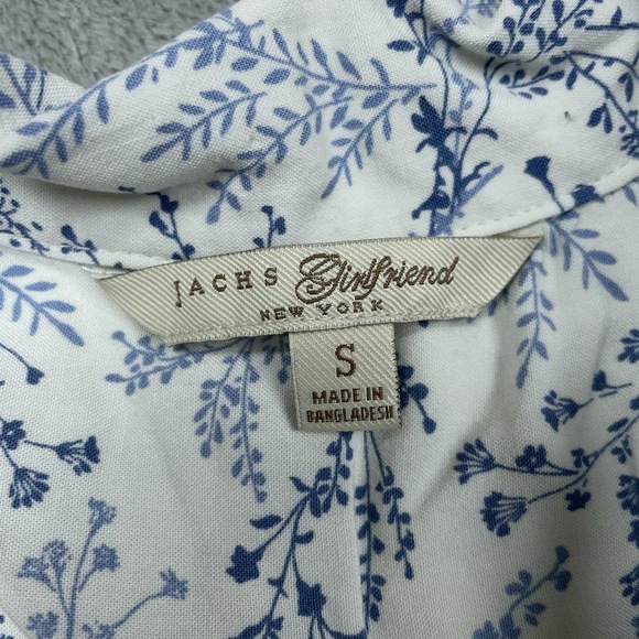 Jachs Girlfriend Women's S Floral Blouse White Blue d1423 - Picture 2 of 7